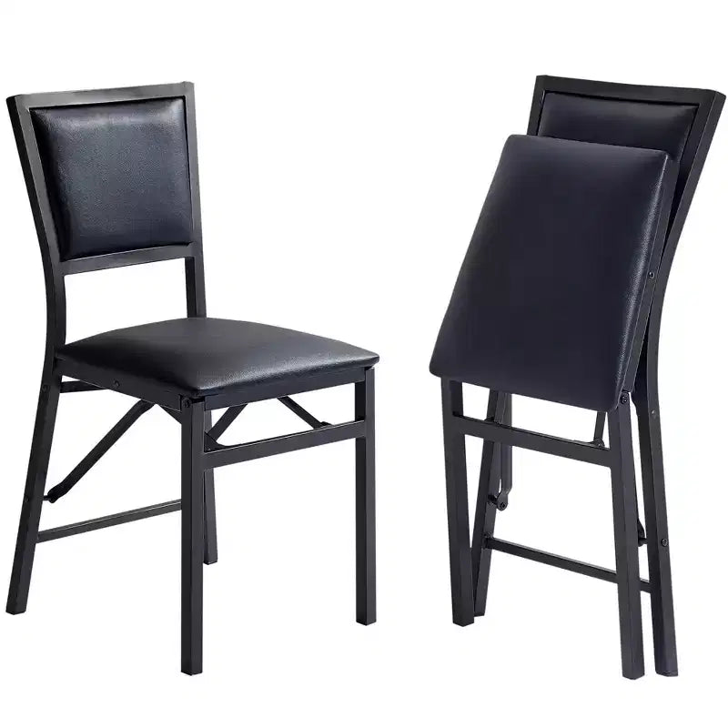 VECELO Foldable Dining Chairs Set of 2/4/6, No Assembly Heavy-Duty Metal Frame, Kitchen and Living Room Chairs, Black/Brown