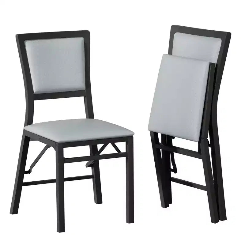 VECELO Foldable Dining Chairs Set of 2/4/6, No Assembly Heavy-Duty Metal Frame, Kitchen and Living Room Chairs, Black/Brown