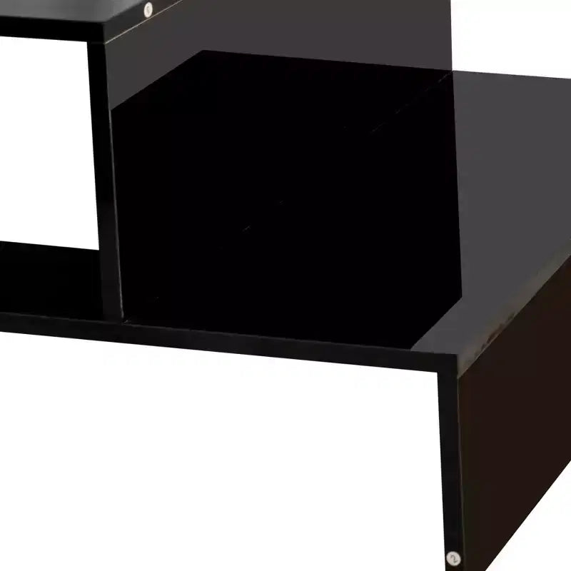 Modern Coffee Table Center Table Storage Cocktail Table Living Room Table Side Table with Unique Architectural Shape, White/Black-ModernLuxe