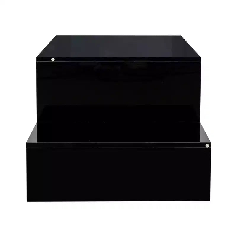 Modern Coffee Table Center Table Storage Cocktail Table Living Room Table Side Table with Unique Architectural Shape, White/Black-ModernLuxe