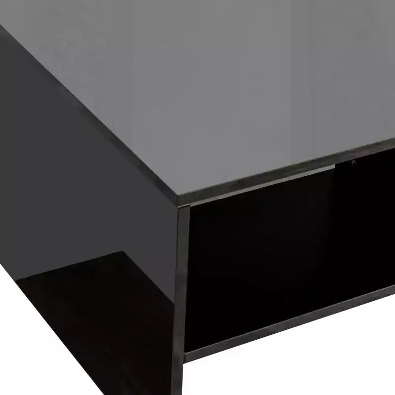 Modern Coffee Table Center Table Storage Cocktail Table Living Room Table Side Table with Unique Architectural Shape, White/Black-ModernLuxe