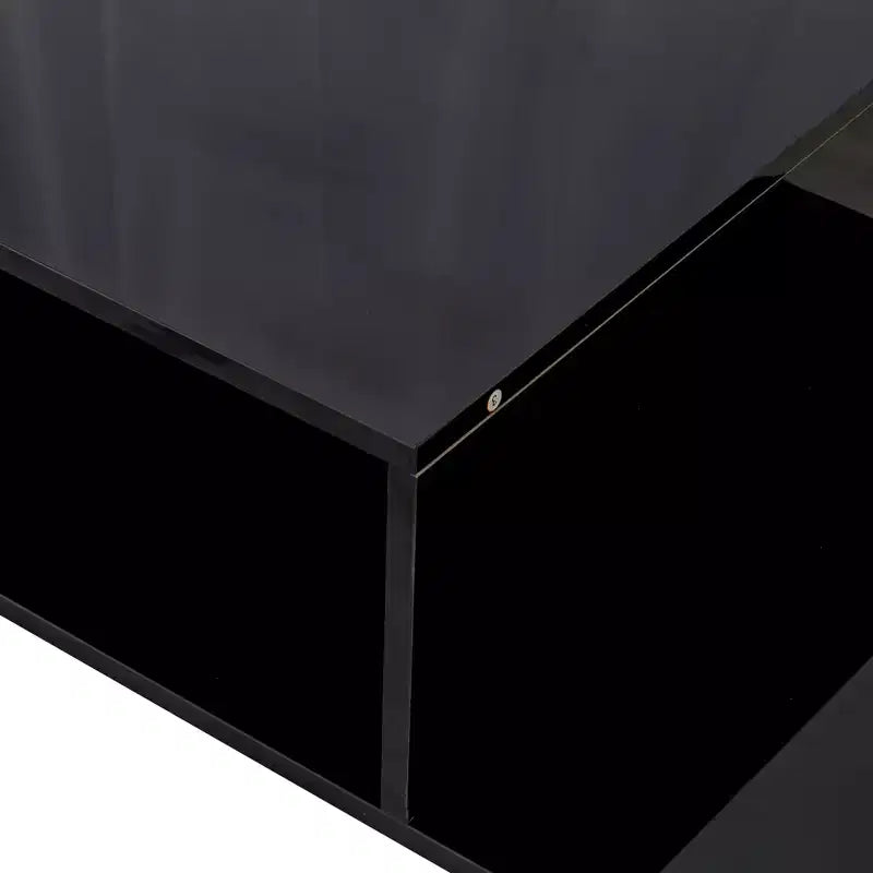 Modern Coffee Table Center Table Storage Cocktail Table Living Room Table Side Table with Unique Architectural Shape, White/Black-ModernLuxe