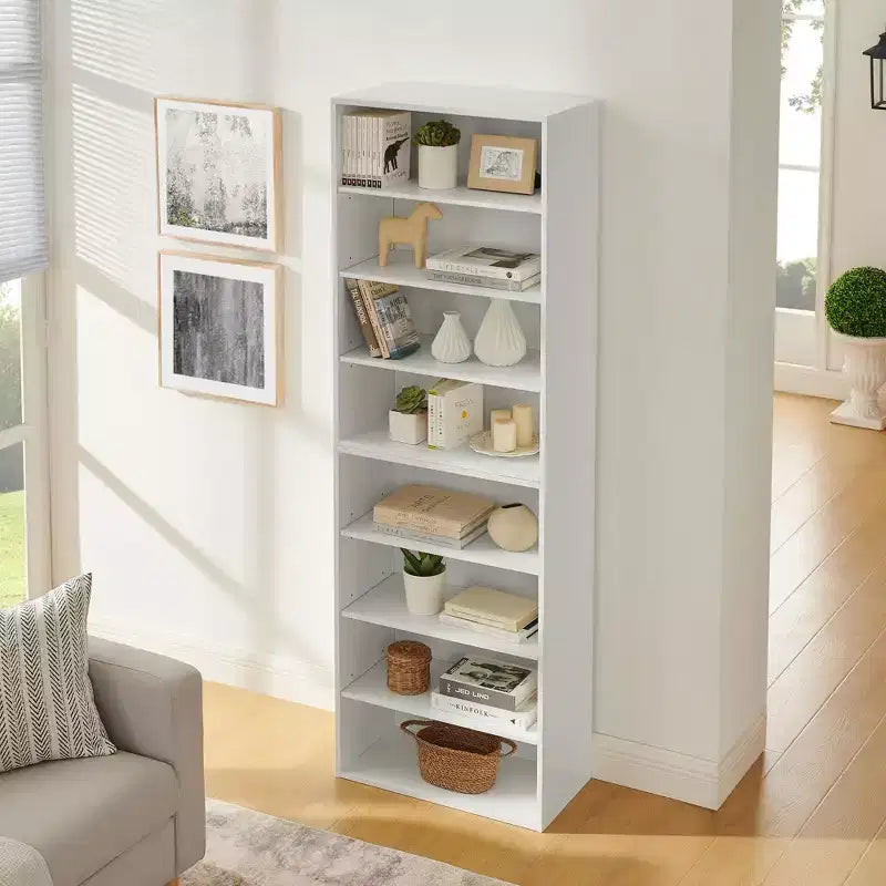 MAYEERTY 8-Layer Adjustable Shelf Bookcase, 2-in-1 Detachable Storage Cabinet for Home Office Living Room Bedroom