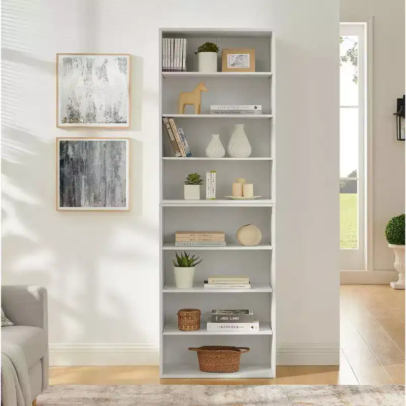 MAYEERTY 8-Layer Adjustable Shelf Bookcase, 2-in-1 Detachable Storage Cabinet for Home Office Living Room Bedroom