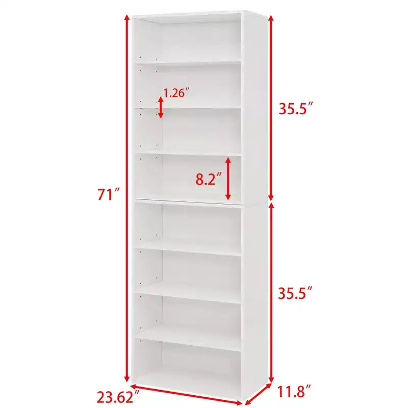 MAYEERTY 8-Layer Adjustable Shelf Bookcase, 2-in-1 Detachable Storage Cabinet for Home Office Living Room Bedroom