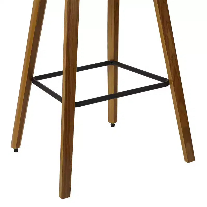 Bekrvio 26 Mid Century Modern Counter Height Bar Stools - Rattan Cane Back, Wood, PU Leather Upholstered for Kitchen Island Dining