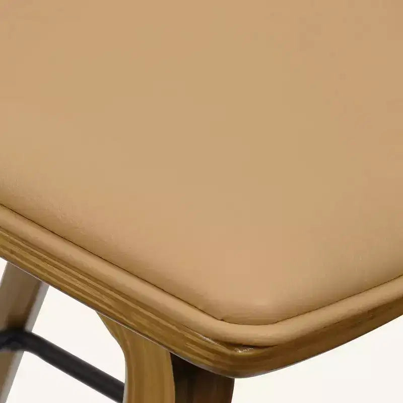 Bekrvio 26 Mid Century Modern Counter Height Bar Stools - Rattan Cane Back, Wood, PU Leather Upholstered for Kitchen Island Dining