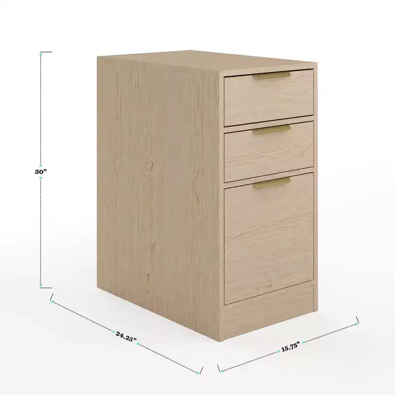 Martha Stewart Kayden Home Office Modular Single-Drawer Desk with 2 Tier Shelf and 3 Drawer File Cabinet