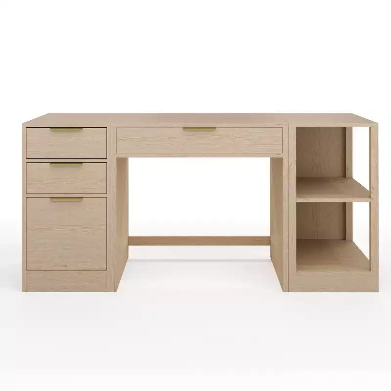 Martha Stewart Kayden Home Office Modular Single-Drawer Desk with 2 Tier Shelf and 3 Drawer File Cabinet