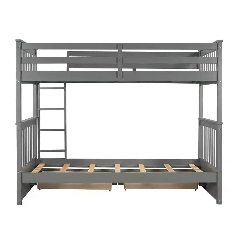 Wooden Bunk Bed with Built-in Ladder & Storage Drawers, Convertible into Two Beds - ModernLuxe