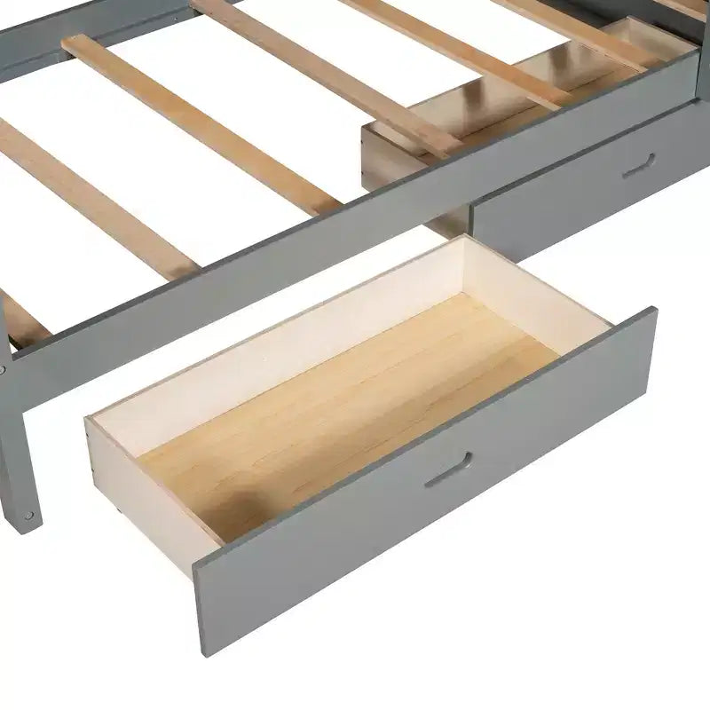 Wooden Bunk Bed with Built-in Ladder & Storage Drawers, Convertible into Two Beds - ModernLuxe