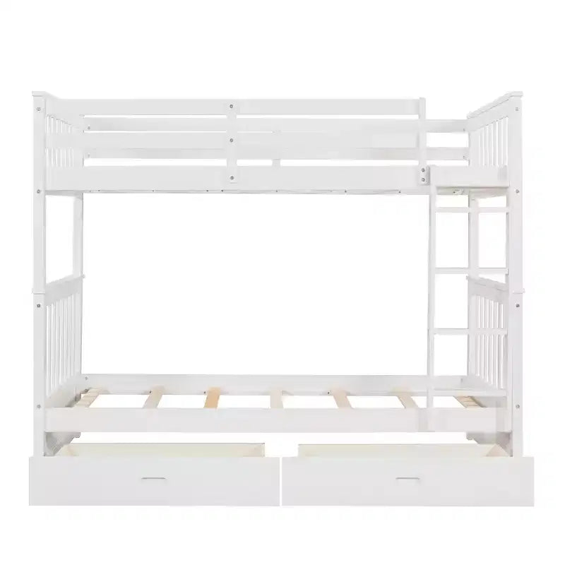 Wooden Bunk Bed with Built-in Ladder & Storage Drawers, Convertible into Two Beds - ModernLuxe