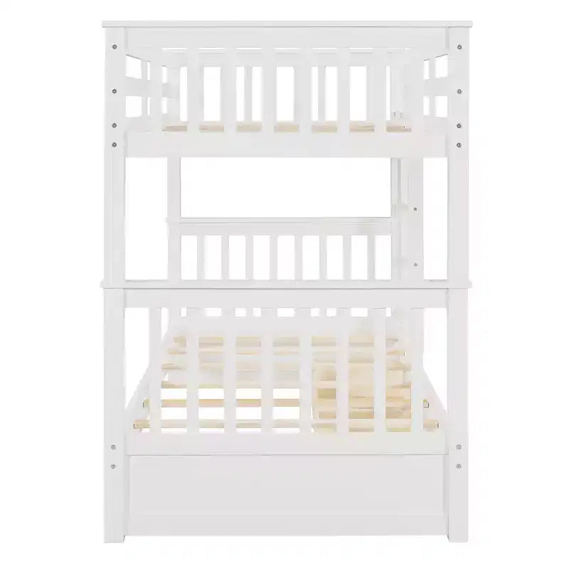 Wooden Bunk Bed with Built-in Ladder & Storage Drawers, Convertible into Two Beds - ModernLuxe