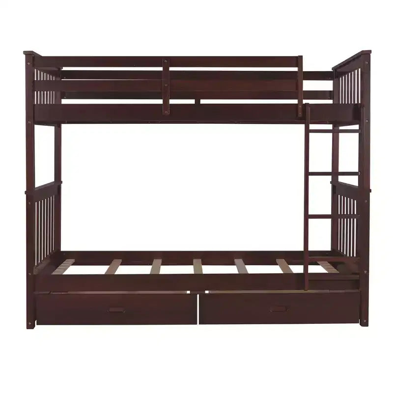 Wooden Bunk Bed with Built-in Ladder & Storage Drawers, Convertible into Two Beds - ModernLuxe