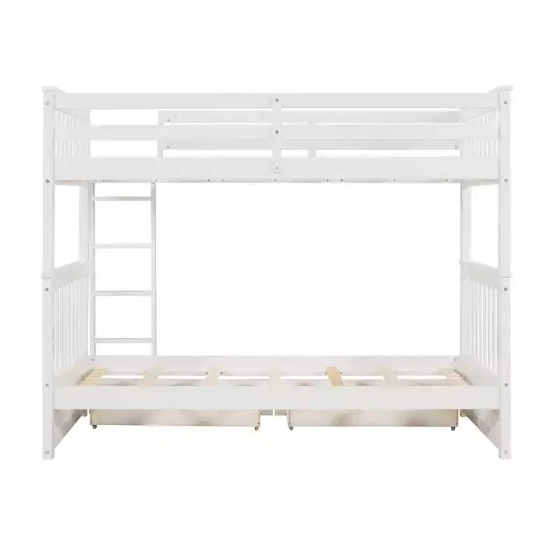 Wooden Bunk Bed with Built-in Ladder & Storage Drawers, Convertible into Two Beds - ModernLuxe