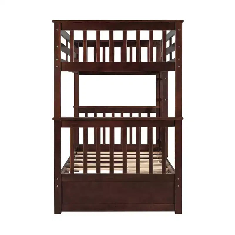 Wooden Bunk Bed with Built-in Ladder & Storage Drawers, Convertible into Two Beds - ModernLuxe