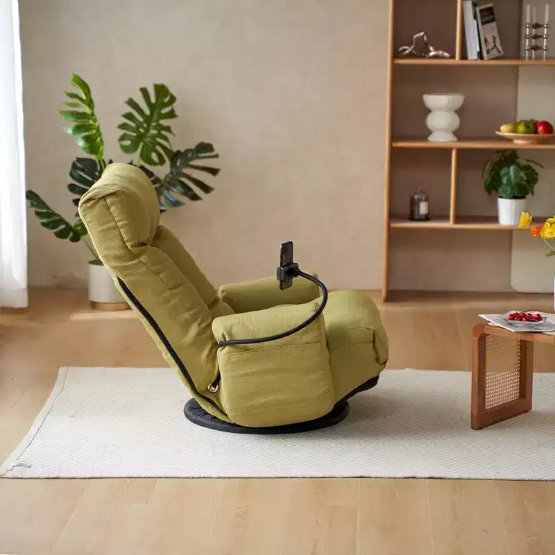 GDFStudio Dierser Modern Linen Adjustable head and waist Swivel Chairs with Mobile Phone Holder
