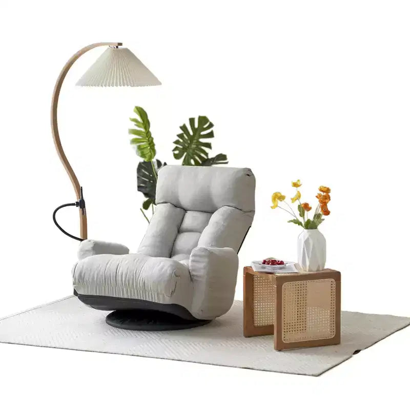 GDFStudio Dierser Modern Linen Adjustable head and waist Swivel Chairs with Mobile Phone Holder