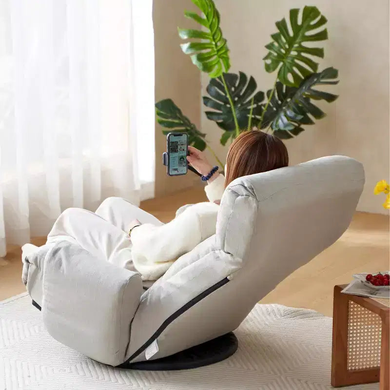 GDFStudio Dierser Modern Linen Adjustable head and waist Swivel Chairs with Mobile Phone Holder