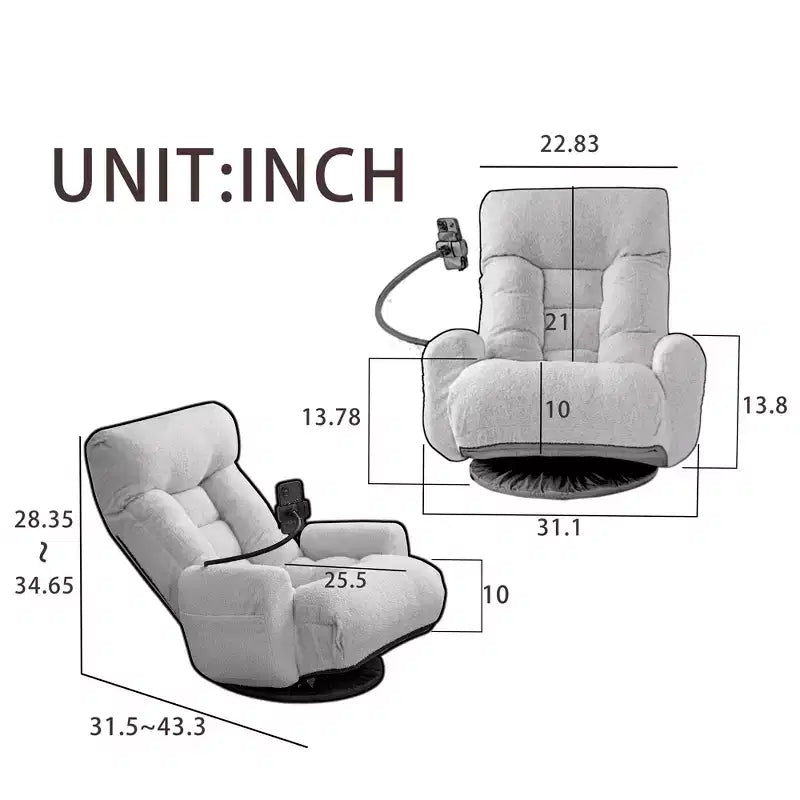 GDFStudio Dierser Modern Linen Adjustable head and waist Swivel Chairs with Mobile Phone Holder
