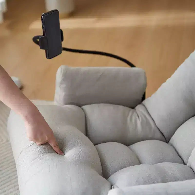 GDFStudio Dierser Modern Linen Adjustable head and waist Swivel Chairs with Mobile Phone Holder