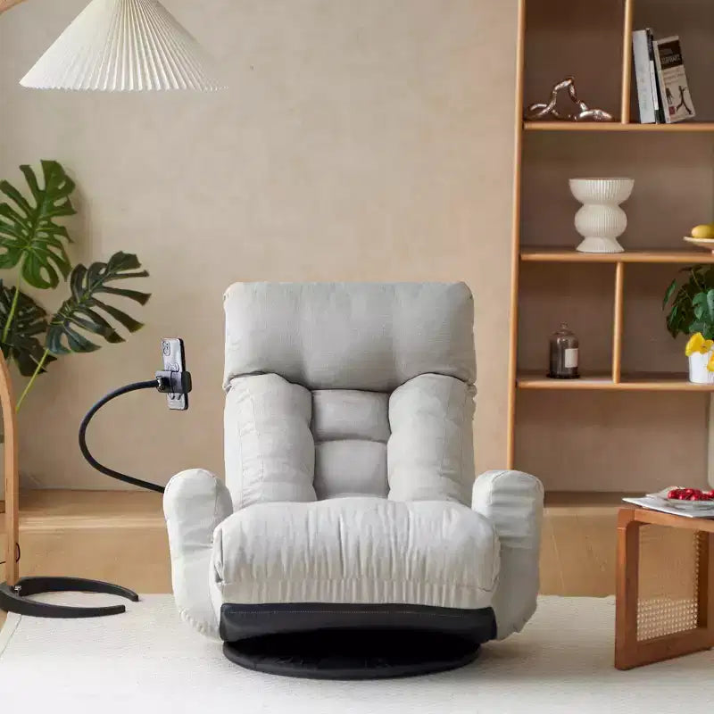 GDFStudio Dierser Modern Linen Adjustable head and waist Swivel Chairs with Mobile Phone Holder