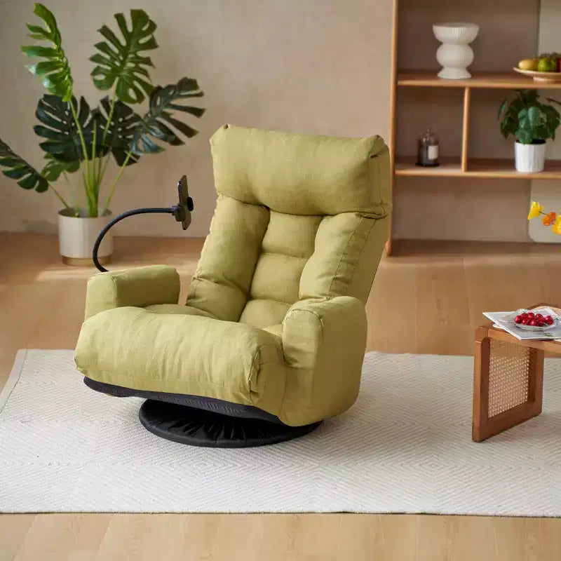 GDFStudio Dierser Modern Linen Adjustable head and waist Swivel Chairs with Mobile Phone Holder