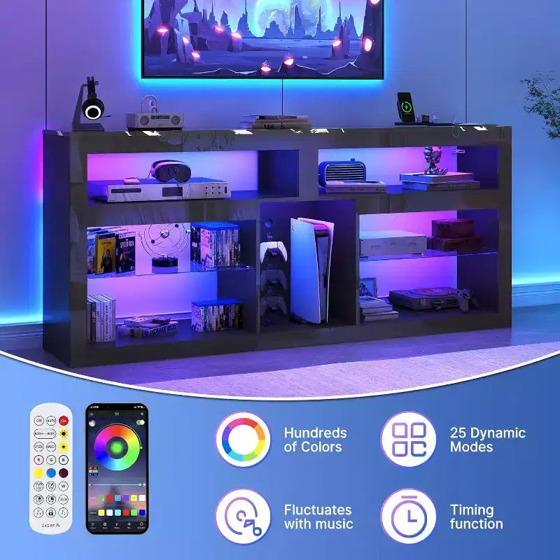 BALHAM TRADE-71 LED TV Stand wPower Outlet 31.5 Tall Entertainment Center for Living Room