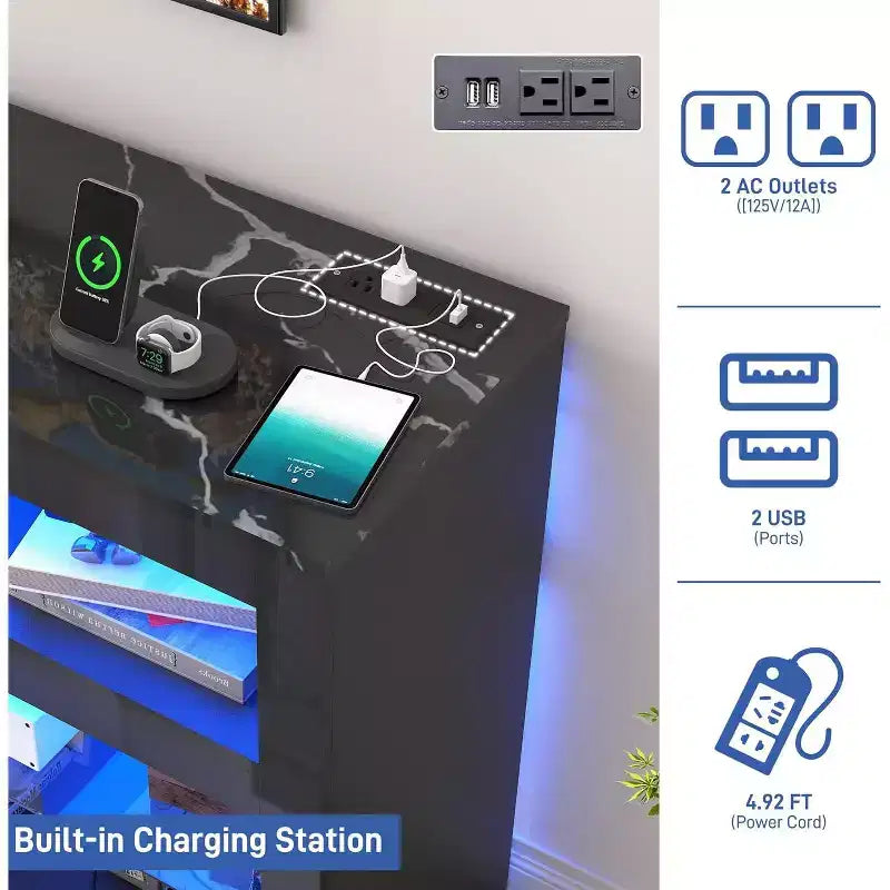 BALHAM TRADE-71 LED TV Stand wPower Outlet 31.5 Tall Entertainment Center for Living Room