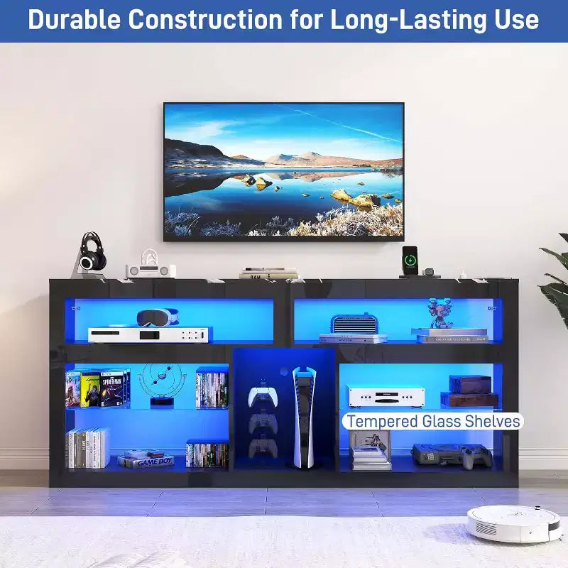 BALHAM TRADE-71 LED TV Stand wPower Outlet 31.5 Tall Entertainment Center for Living Room