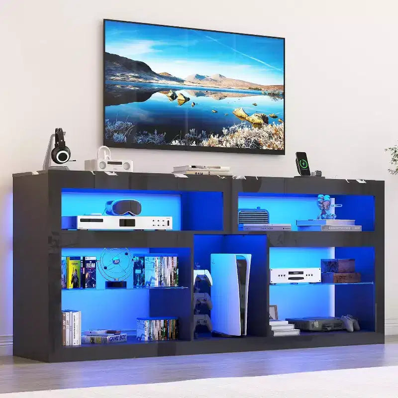 BALHAM TRADE-71 LED TV Stand wPower Outlet 31.5 Tall Entertainment Center for Living Room