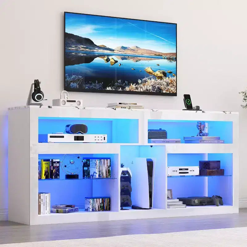 BALHAM TRADE-71 LED TV Stand wPower Outlet 31.5 Tall Entertainment Center for Living Room