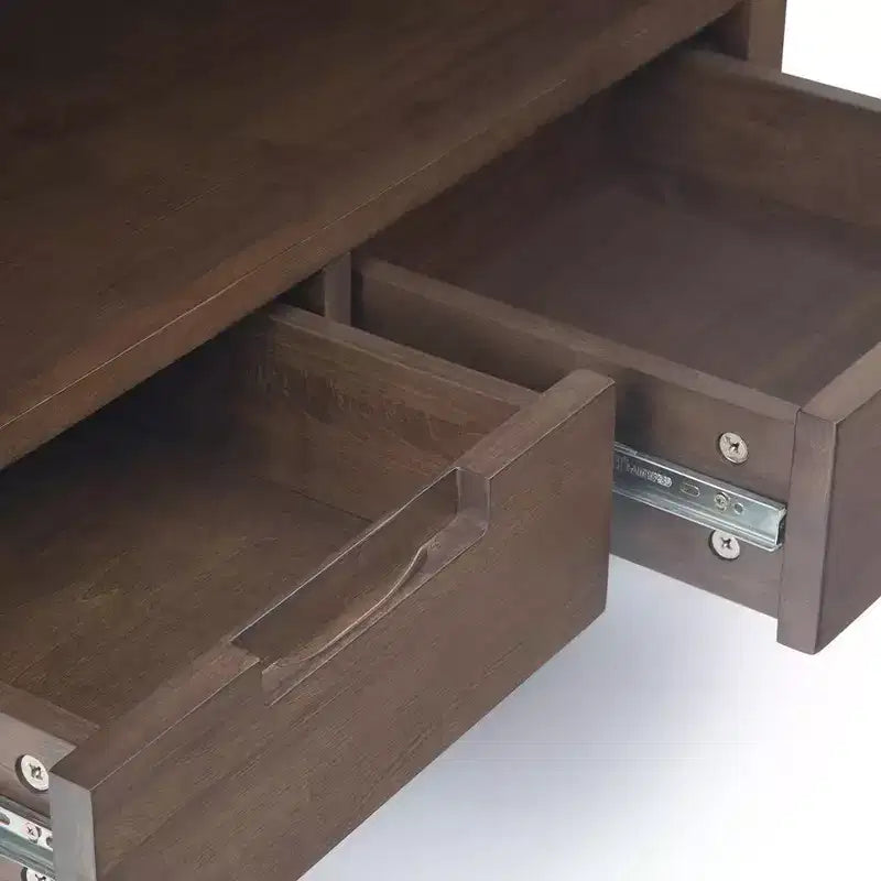Devlin SOLID HARDWOOD and Metal 66 inch x 30 inchRectangle Modern Industrial Bookcase in Medium Saddle Brown