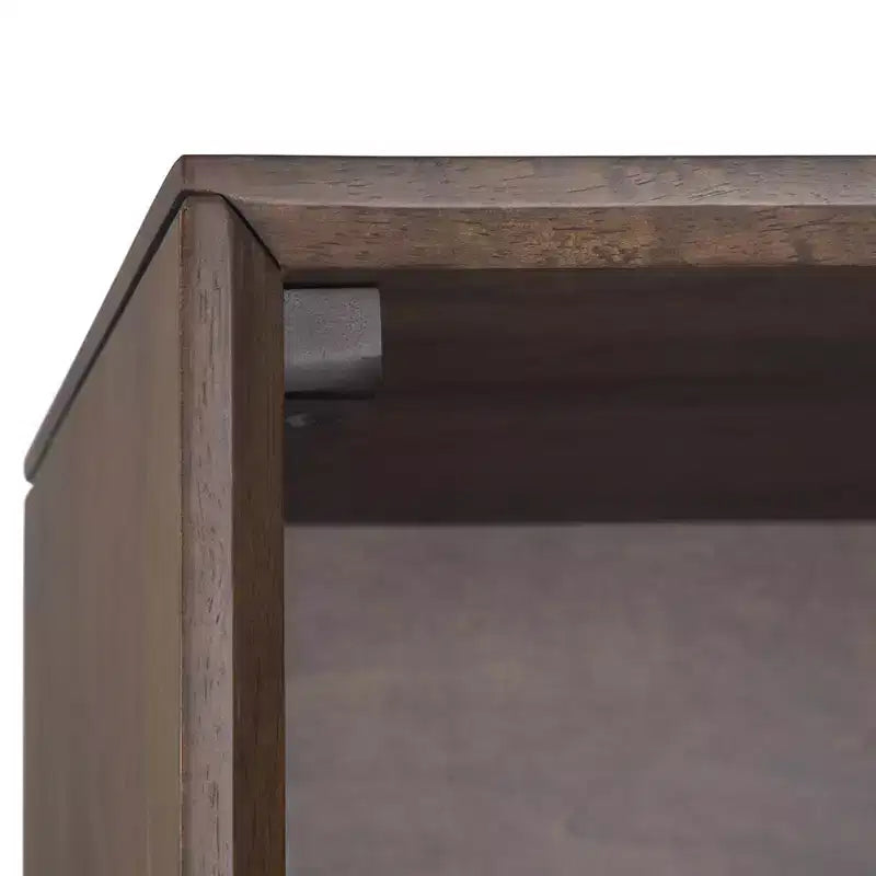 Devlin SOLID HARDWOOD and Metal 66 inch x 30 inchRectangle Modern Industrial Bookcase in Medium Saddle Brown