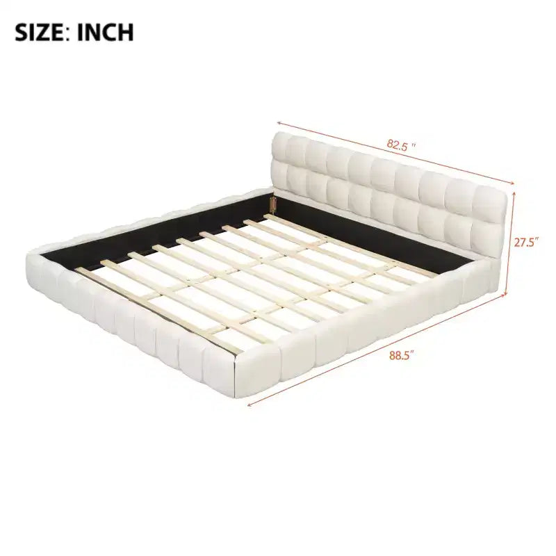 Luxystar Modern King Size Linen Upholstered Platform Bed with Headboard
