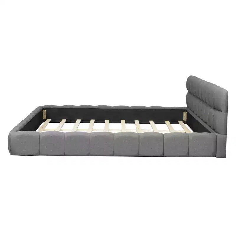 Luxystar Modern King Size Linen Upholstered Platform Bed with Headboard