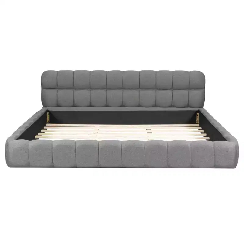 Luxystar Modern King Size Linen Upholstered Platform Bed with Headboard