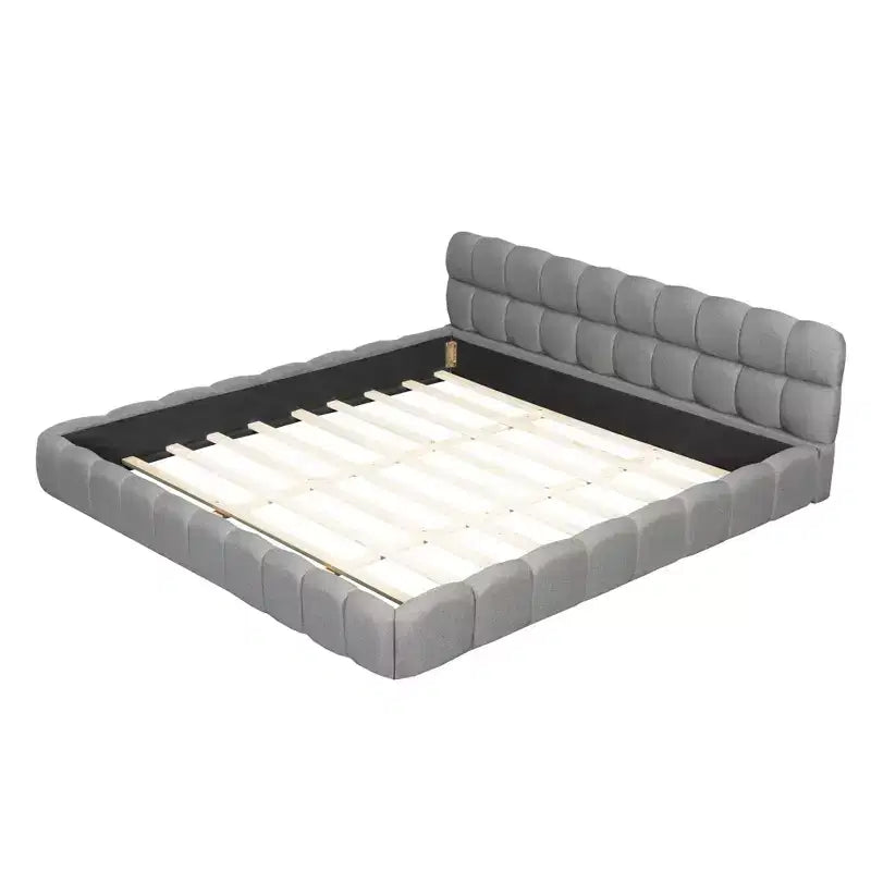 Luxystar Modern King Size Linen Upholstered Platform Bed with Headboard