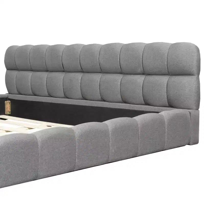 Luxystar Modern King Size Linen Upholstered Platform Bed with Headboard