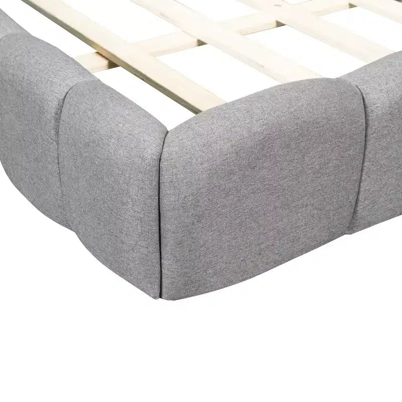 Luxystar Modern King Size Linen Upholstered Platform Bed with Headboard