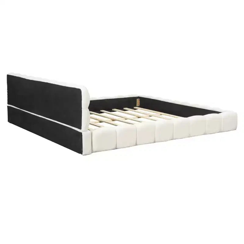 Luxystar Modern King Size Linen Upholstered Platform Bed with Headboard