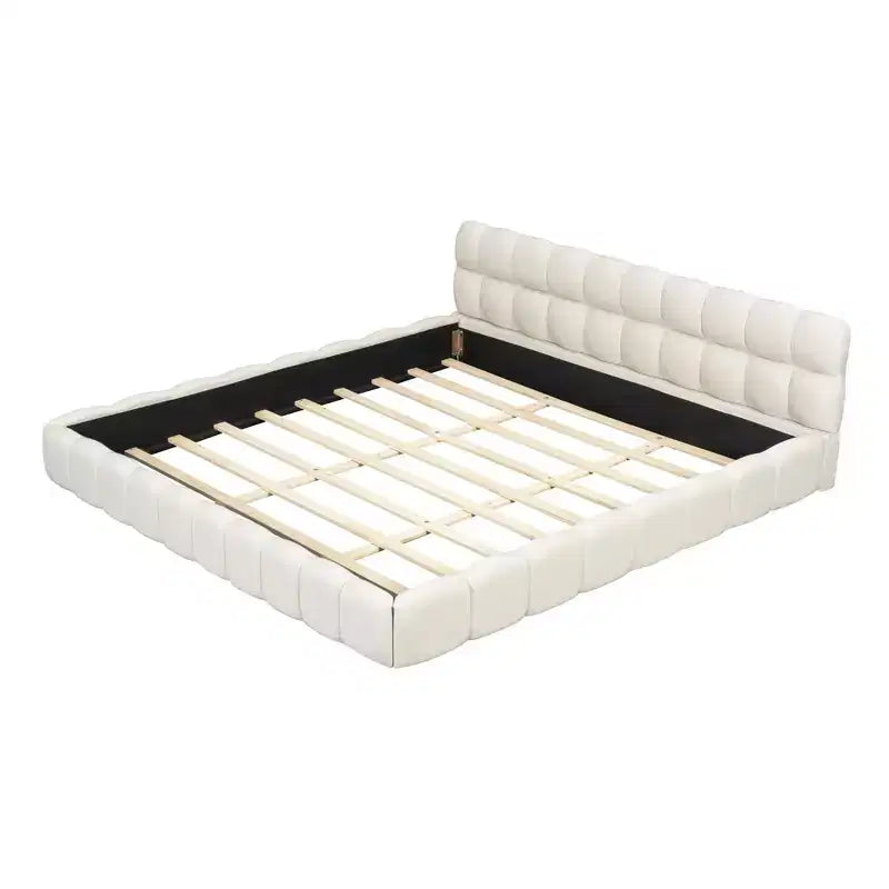 Luxystar Modern King Size Linen Upholstered Platform Bed with Headboard