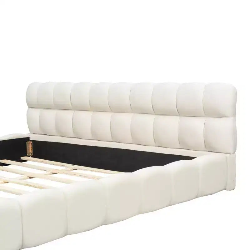 Luxystar Modern King Size Linen Upholstered Platform Bed with Headboard