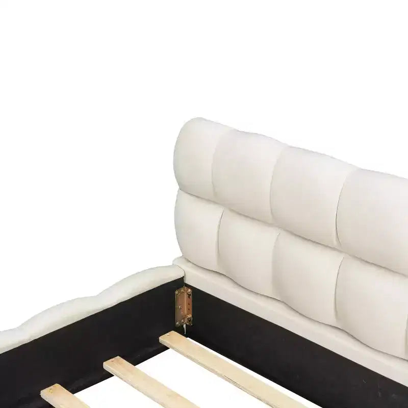 Luxystar Modern King Size Linen Upholstered Platform Bed with Headboard
