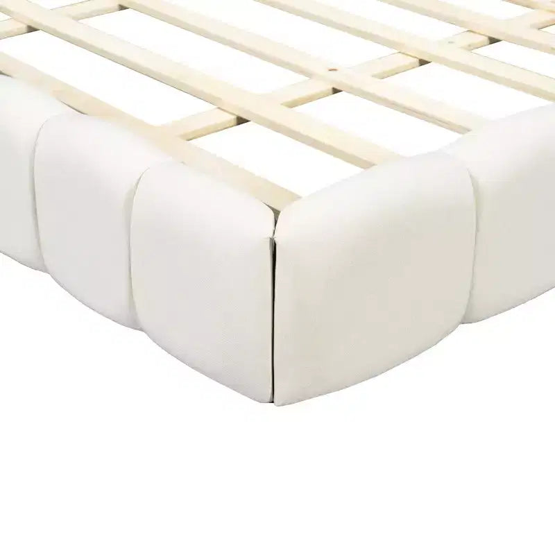 Luxystar Modern King Size Linen Upholstered Platform Bed with Headboard
