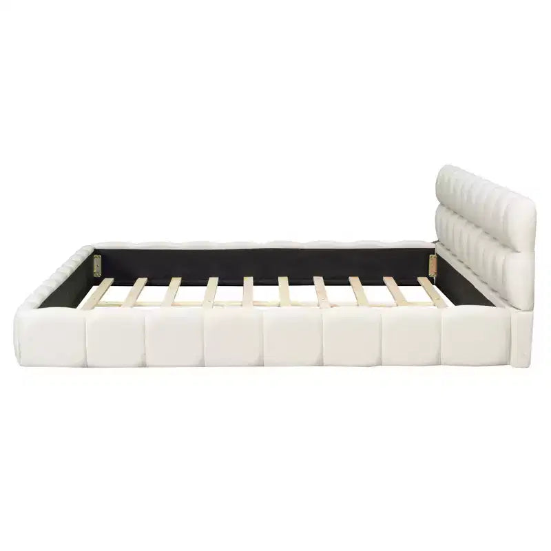 Luxystar Modern King Size Linen Upholstered Platform Bed with Headboard