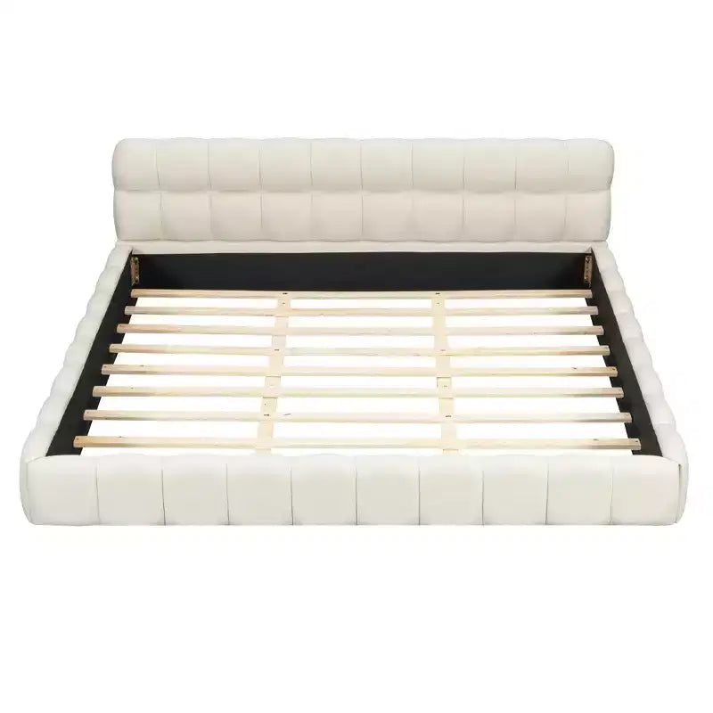 Luxystar Modern King Size Linen Upholstered Platform Bed with Headboard