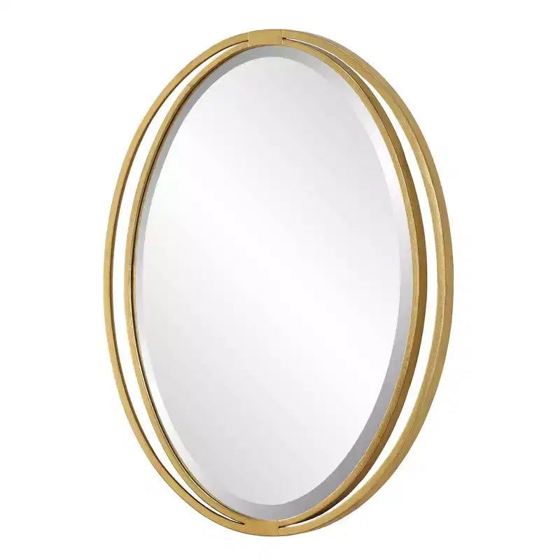 Uttermost Rhodes Metallic Gold Leaf 24 1/4 x 32 Oval Wall Mirror