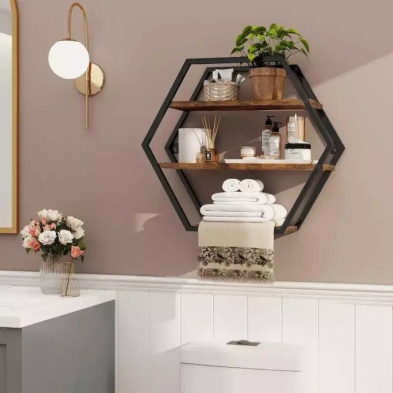 Home Collection Hexagon Floating Shelves for Wall