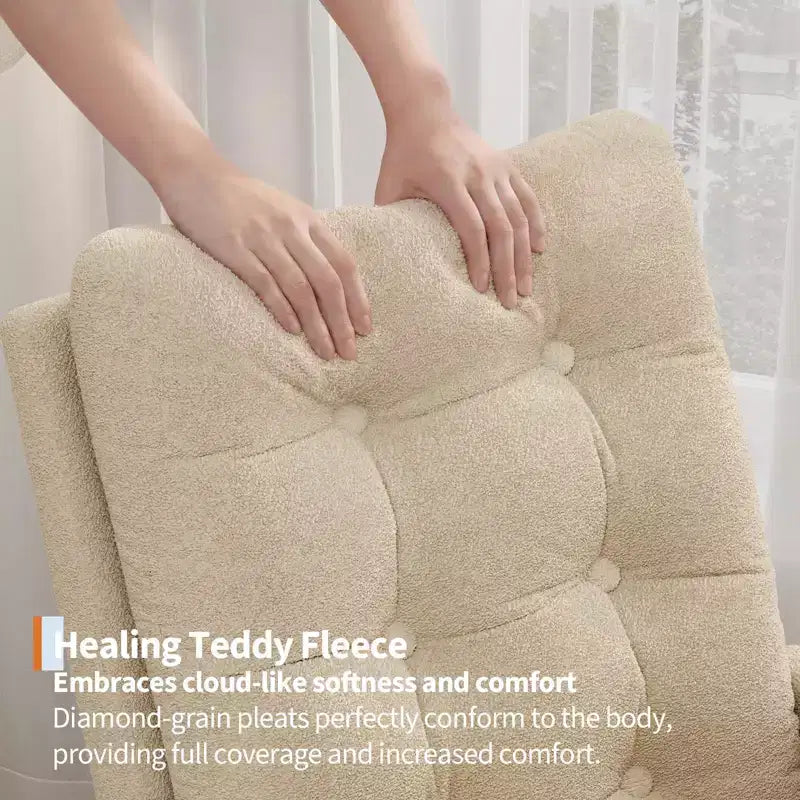 Upholstered Nursery Rocking Chair, Comfortable Cushioned Rocking Chair, with High Back & Side Pocket for Living Room Bedroom, Easy to Clean